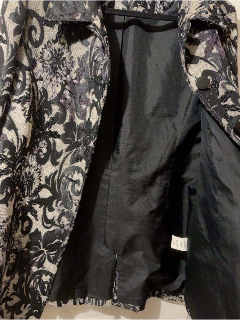 Cleo Tapestry Floral Jacket Size 14 Black Grey Statement Coat - Picture 5 of 7
